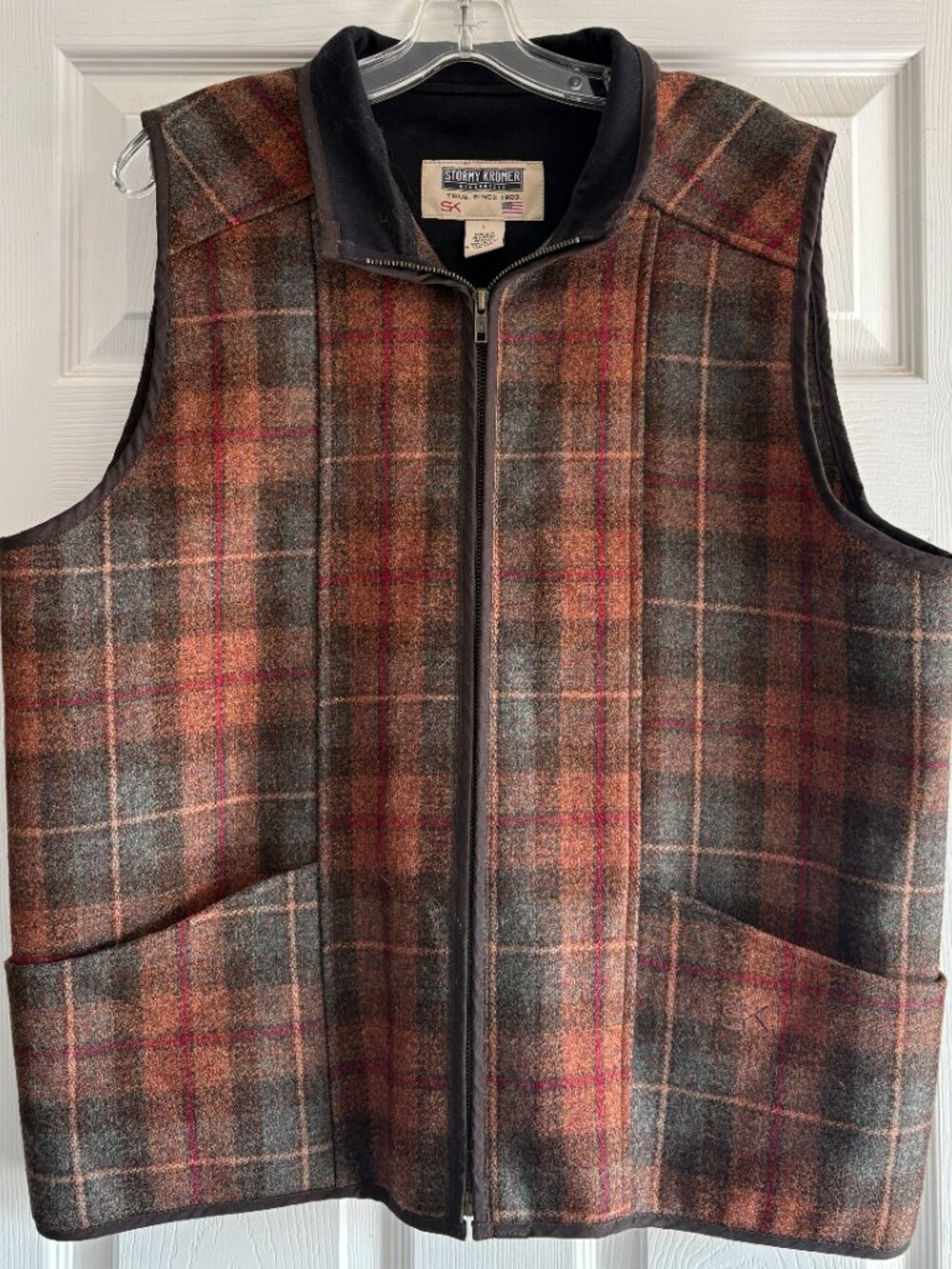 Stormy Kromer Plaid Wool Blend Zip Up Vest Men's Large L